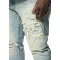 Big & Tall - Distressed Rip & Repair Slim Tapered Denim Jeans