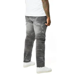 Big & Tall - Rip & Repaired Lightning Washed Denim Jeans