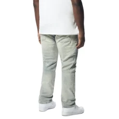 Big & Tall - Rip & Repaired Lightning Washed Denim Jeans