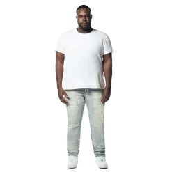 Big & Tall - Rip & Repaired Lightning Washed Denim Jeans