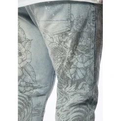 Big & Tall - Tattoo Slim Fit Denim Jeans