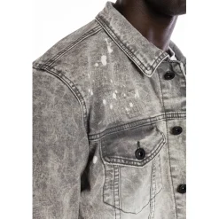 Bleached Detail Semi Basic Denim Jacket