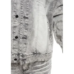Bleached Detail Semi Basic Denim Jacket