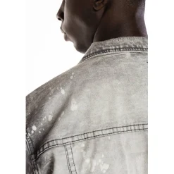 Bleached Detail Semi Basic Denim Jacket