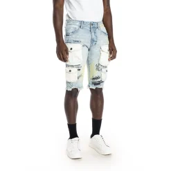 Colorblock Denim Short