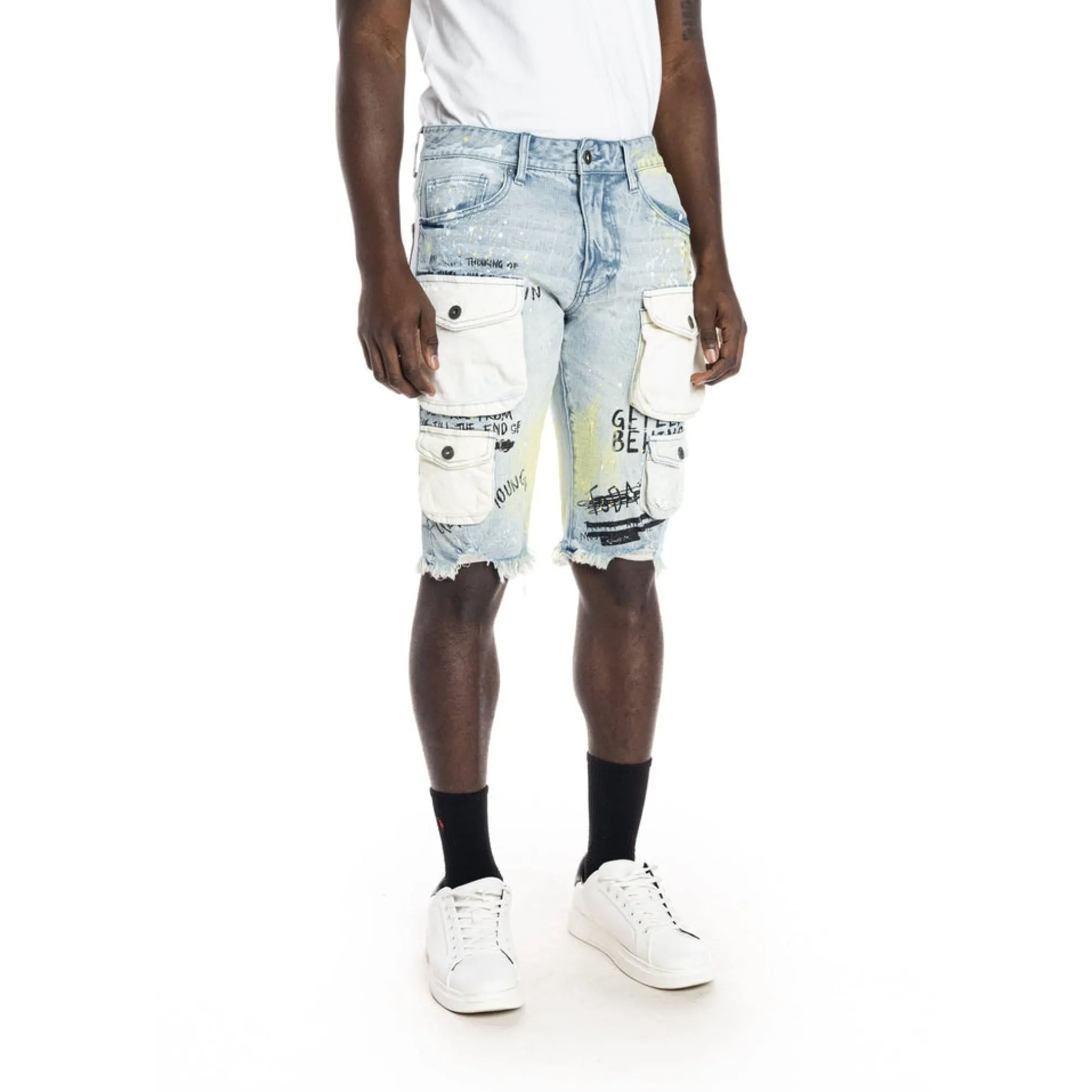 Colorblock Denim Short