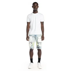 Colorblock Denim Short