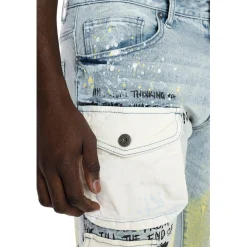 Colorblock Denim Short