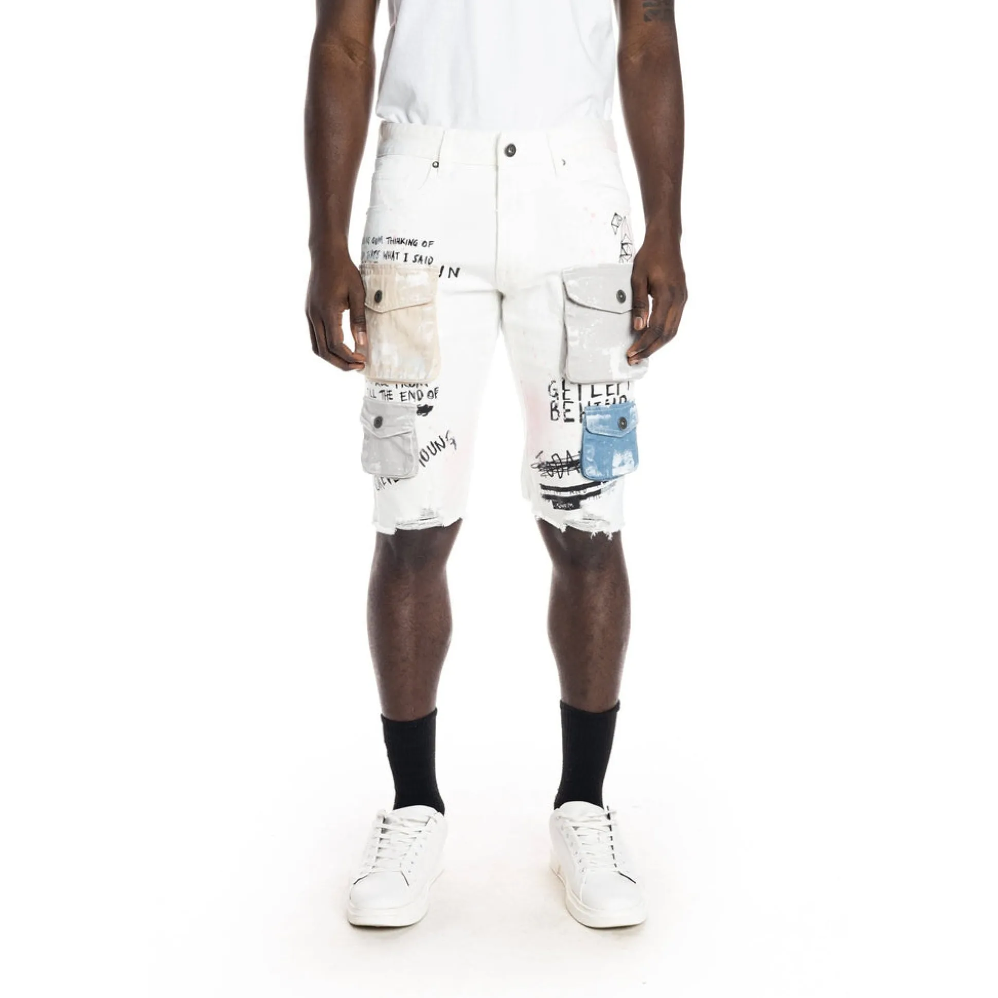 Colorblock Denim Short