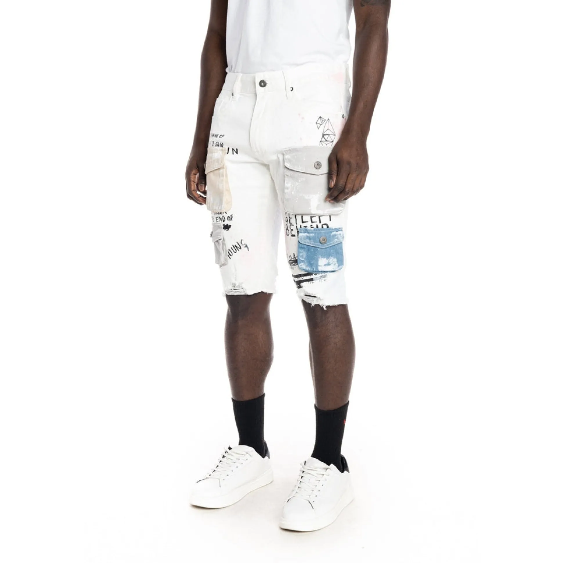 Colorblock Denim Short