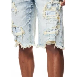 Distressed Rip & Repair Denim Shorts