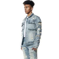 Distressed Rip & Repair Denim Jacket