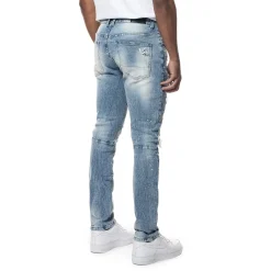 Distressed Rip & Repair Slim Tapered Denim Jeans