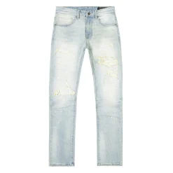Distressed Rip & Repair Slim Tapered Denim Jeans