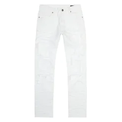 Distressed Rip & Repair Slim Tapered Denim Jeans