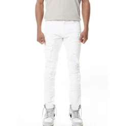 Distressed Rip & Repair Slim Tapered Denim Jeans