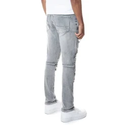 Distressed Rip & Repair Slim Tapered Denim Jeans