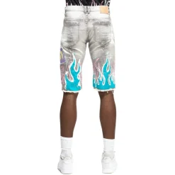 Flame Graphic Denim Shorts