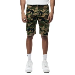Garment Washed Twill Cargo Shorts