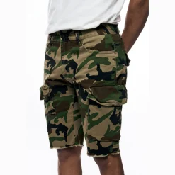 Garment Washed Twill Cargo Shorts