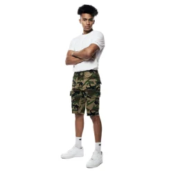 Garment Washed Twill Cargo Shorts