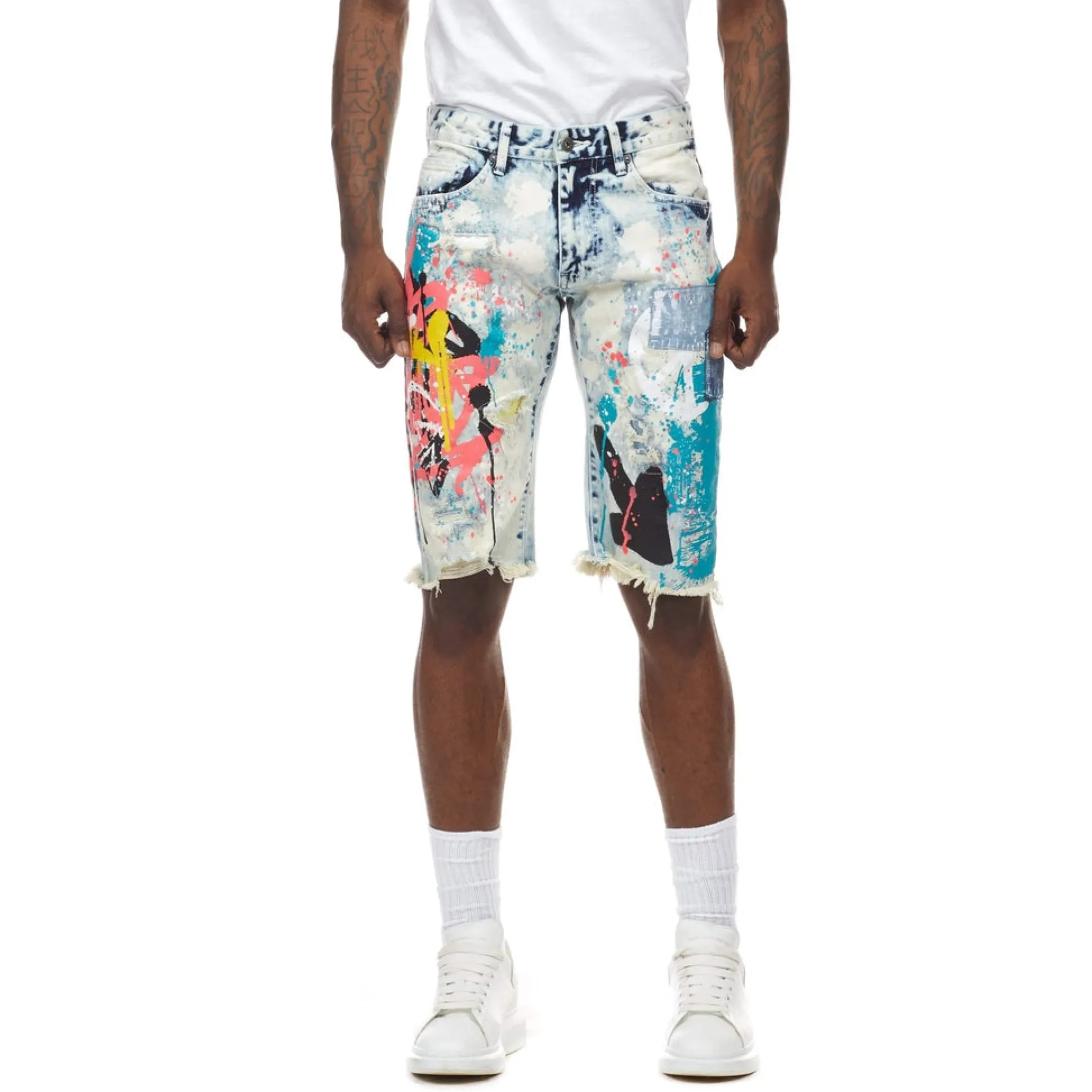 Graffiti Print Denim Shorts