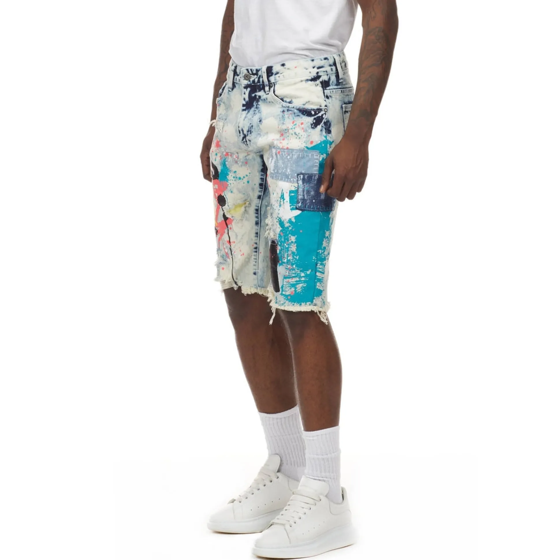 Graffiti Print Denim Shorts