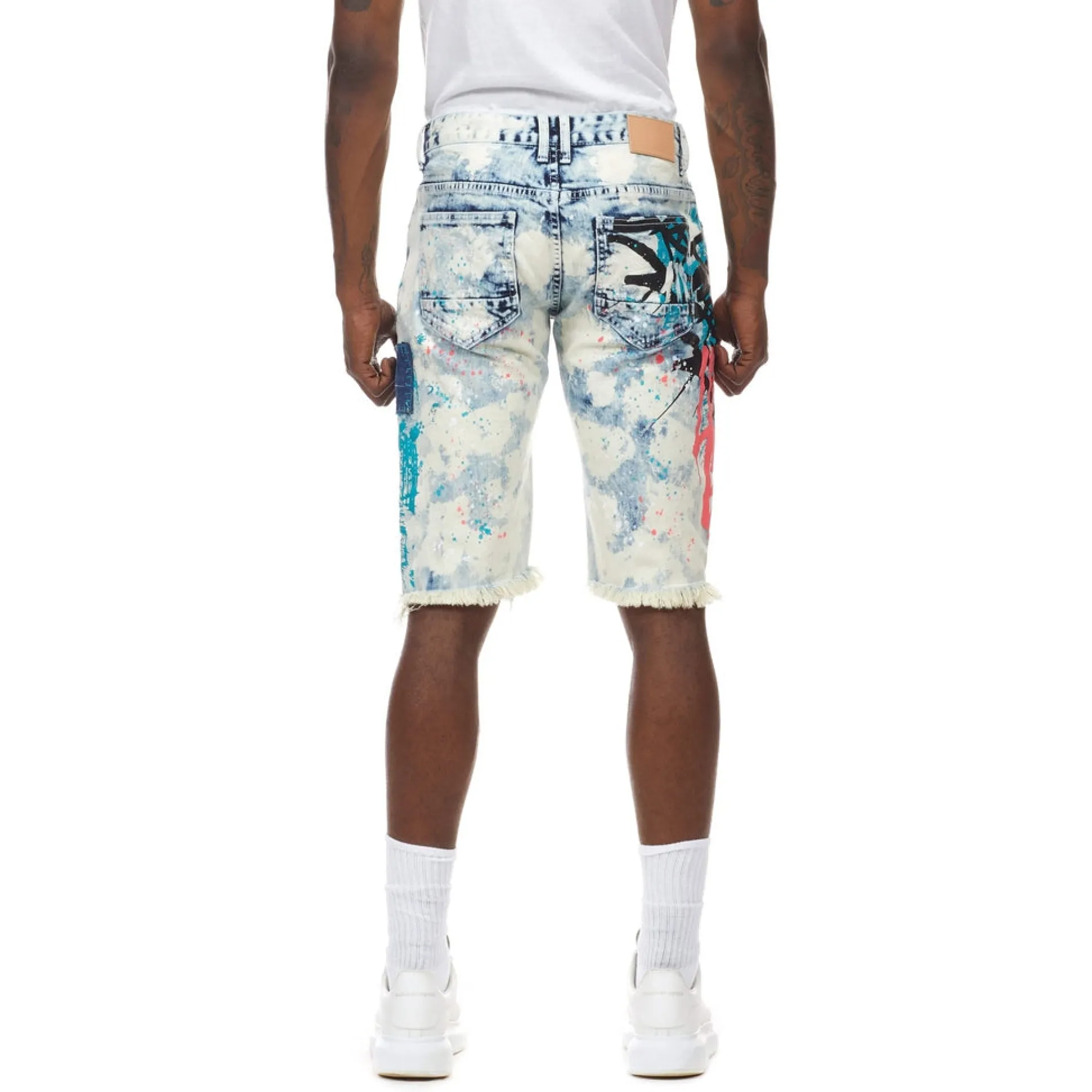 Graffiti Print Denim Shorts