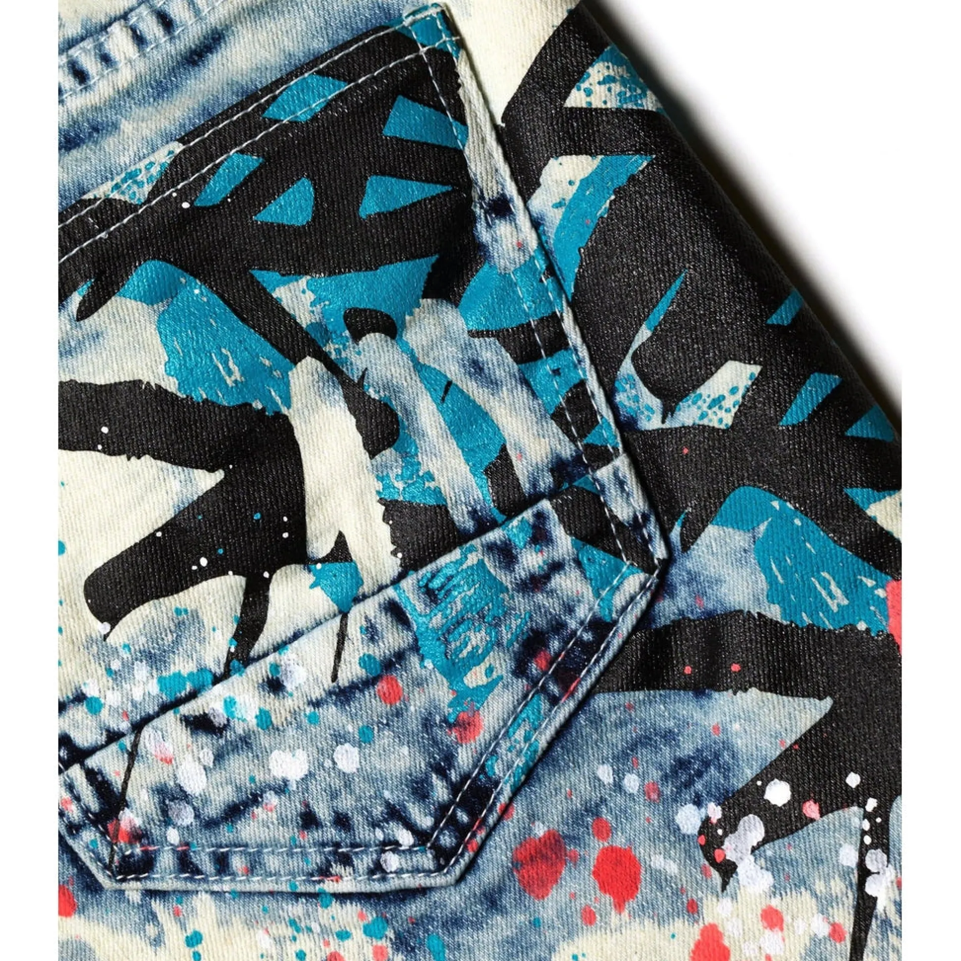 Graffiti Print Denim Shorts