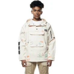 Hand Painted Utility Twill Anorak Jacket