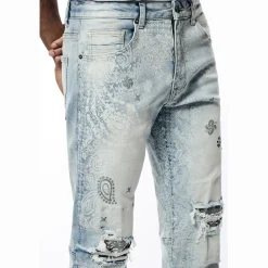 Laser Print Paisley Jeans