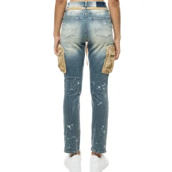 Mixed Media Cargo Fashion Denim Pants