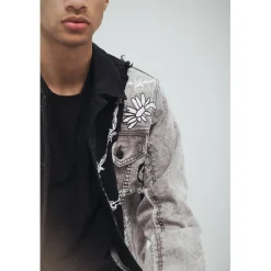 Mixed Media Fashion Denim Jacket