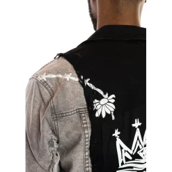 Mixed Media Fashion Denim Jacket