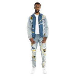 Mixed Media Fashion Denim Jacket
