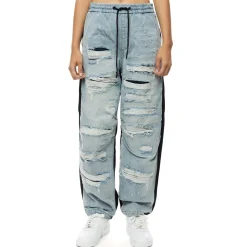 Mixed Media Fashion Denim Joggers