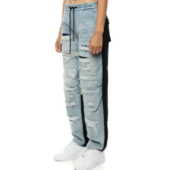 Mixed Media Fashion Denim Joggers