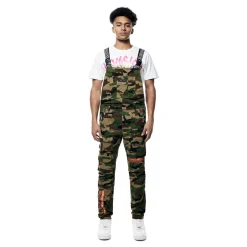 Printed Utility Twill Cargo Overalls