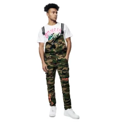 Printed Utility Twill Cargo Overalls