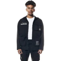 Printed Utility Windbreaker Jacket