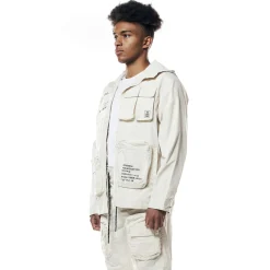 Printed Utility Windbreaker Jacket