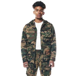 Printed Utility Windbreaker Jacket