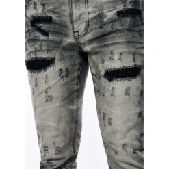 Rip & Repaired Lightning Washed Denim Jeans