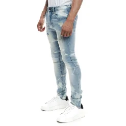 Rip & Repaired Lightning Washed Denim Jeans