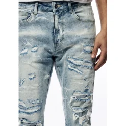 Rip & Repaired Lightning Washed Denim Jeans