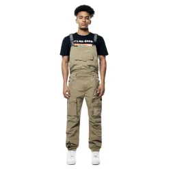 Tonal Color Block Windbreaker Utility Overalls