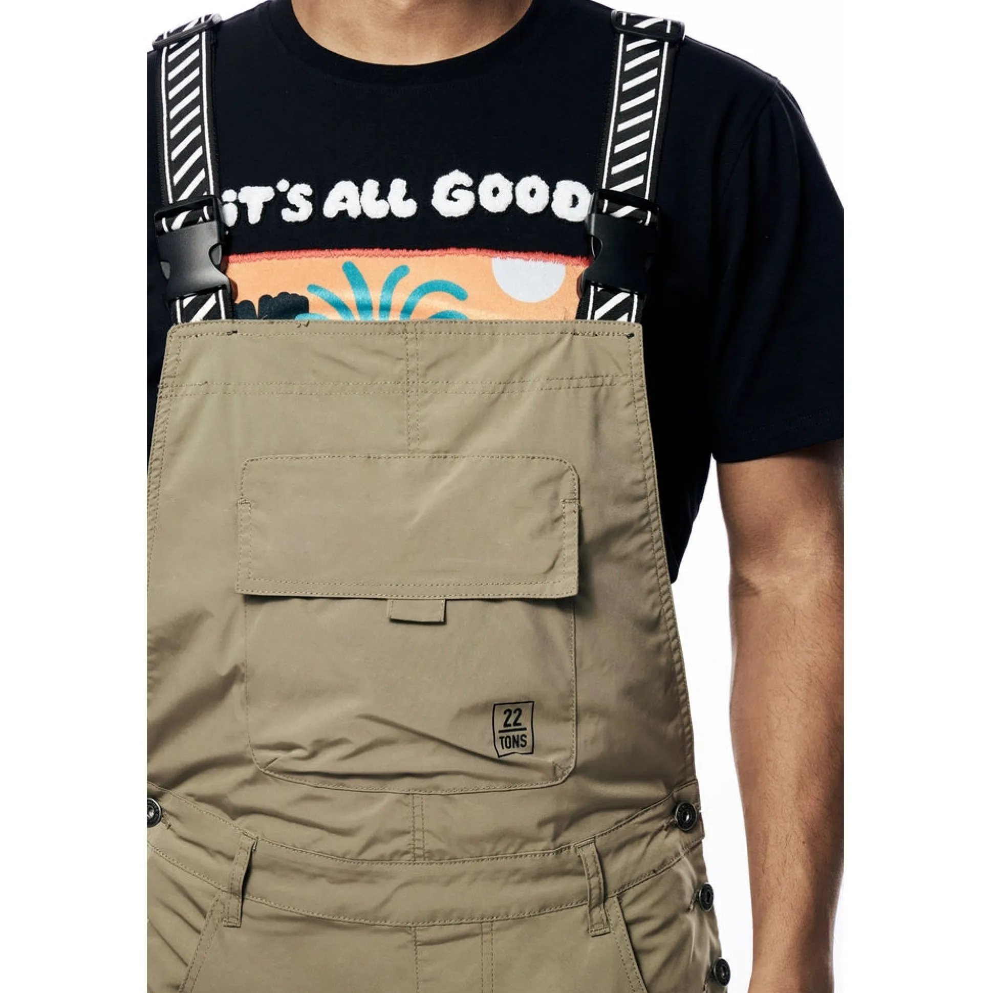 Tonal Color Block Windbreaker Utility Overalls