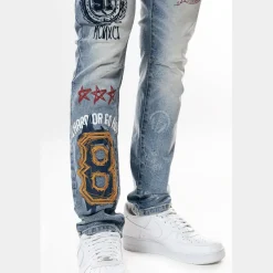 Varsity Slim Tapered Denim Jeans