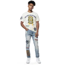 Varsity Slim Tapered Denim Jeans