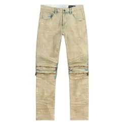 Waxed Zipper Moto Jeans